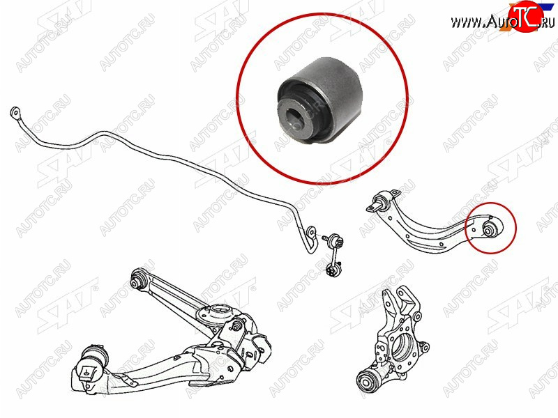 439 р. Сайлентблок Honda Civic 05-15  Hyundai Santa Fe 12-19  Kia Sorento 09-21  Nissan Pathfinder 95-04 SAT ST-52390-SNA-A00-B2  с доставкой в г. Пермь