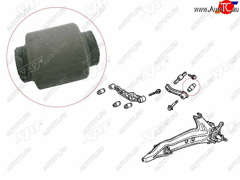 256 р. Сайлентблок Honda Civic 87-95  Civic Ferio 91-95  Domani 92-96  Integra 89-00 (Сверху Зад) SAT ST-52395-SH3-004  с доставкой в г. Пермь