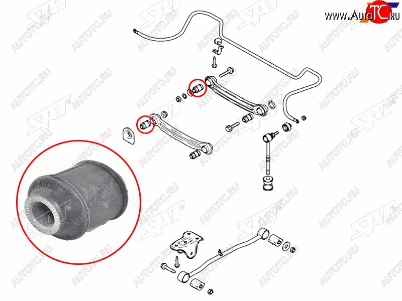 184 р. Сайлентблок заднего поперечного рычага (ТАГАЗ) HYUNDAI ACCENT 99-12                                  SAT ST-52773-25000  с доставкой в г. Пермь
