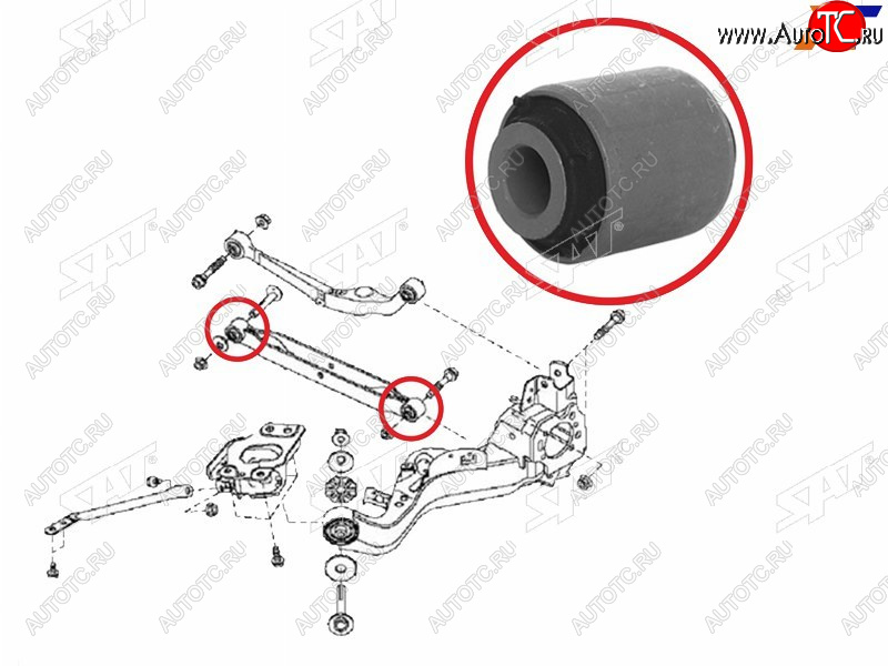 319 р. Сайлентблок Nissan Juke 10-20  Qashqai 06-22  Serena 05-16  X-Trail 07-15  Renault Koleos 08-16 SAT ST-55110-JG000-B  с доставкой в г. Пермь