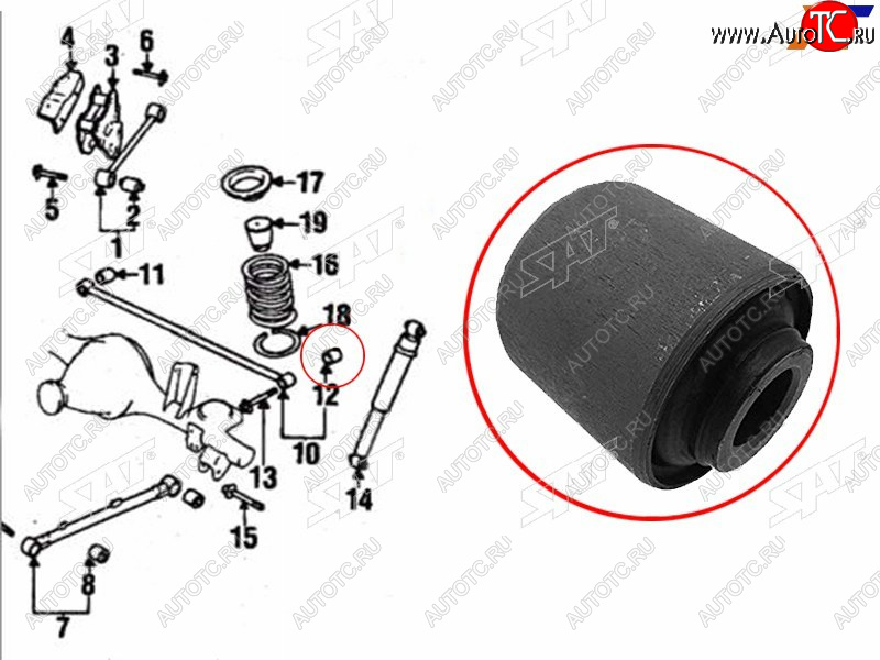 379 р. Сайлентблок Nissan Pathfinder 95-04  Terrano 95-02  Chrysler Pacifica 03-08  Infiniti QX4 96-03  SAT ST-55135-11C00  с доставкой в г. Пермь