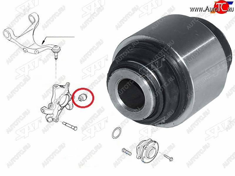 519 р. Сайлентблок Hyundai Elantra 06-12  Santa Fe 05-19  Sonata 09-19  Kia Carnival 06-14  Ceed 06-12 SAT ST-55130-4D000  с доставкой в г. Пермь