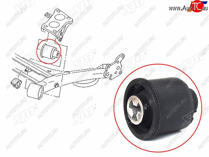 559 р. Сайлентблок Audi A3 96-13  Skoda Octavia 96-10  Rapid 12-  Volkswagen Golf 97-06  Polo 01-22  A SAT ST-6R0501541A  с доставкой в г. Пермь