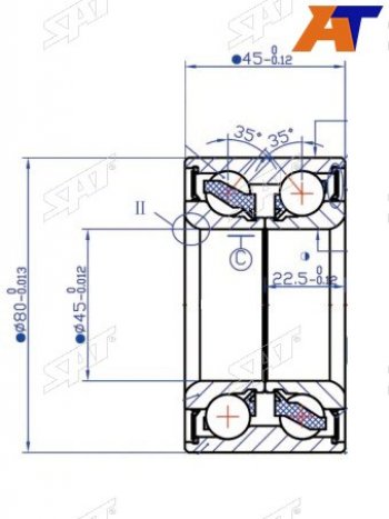 1 299 р. Подшипник перед ступицызадней VW TRANSPORTER 90- SAT ST-7D0498625  с доставкой в г. Пермь. Увеличить фотографию 1
