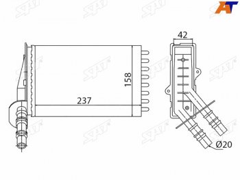 1 239 р. Радиатор отопителя салона  RENAULT CLIO 98-CLIO SYMBOL 01-CLIO 01-(трубчатый) SAT ST-87-0035  с доставкой в г. Пермь. Увеличить фотографию 2