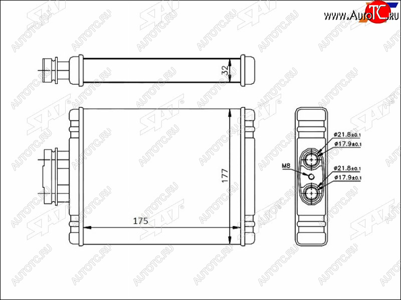 1 169 р. Радиатор отопителя салона  AUDI A1 10-SKODA FABIA 99-ROOMSTER 06-VOLKSWAGEN FOX 05-POLO 01-POLO SAT ST-87-0027  с доставкой в г. Пермь