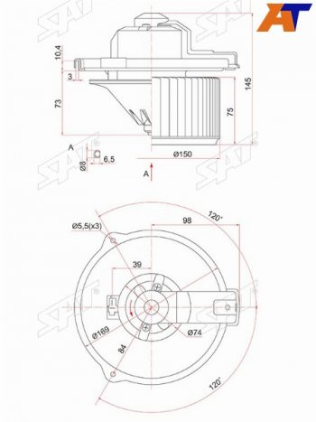 3 399 р. Мотор отопителя салона Suzuki Grand Vitara 97-05  Toyota Allion (T240) 01-07  Avensis (T250) 03-08 SAT ST-87103-12050  с доставкой в г. Пермь. Увеличить фотографию 3