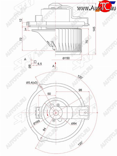 2 789 р. Мотор отопителя салона Mitsubishi Pajero 99-06  Toyota Camry (XV20,XV30) 96-06  Harrier (XU30) 03- SAT ST-87103-33040  с доставкой в г. Пермь