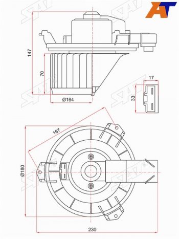 2 789 р. Мотор отопителя салона Ford Mondeo 14-19  Toyota Land Cruiser Prado (J120) 02-09  Lexus GX 02-09  SAT ST-87103-35060  с доставкой в г. Пермь. Увеличить фотографию 1