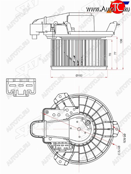 8 349 р. Мотор отопителя салона TOYOTA AURIS 06-/BLADE 06-12/COROLLA 12-/RAV4 05-18/MARK X 07-13/SAI 09-18(RH SAT ST-87103-42070, st8710342070 SAT ST-87103-42070  с доставкой в г. Пермь