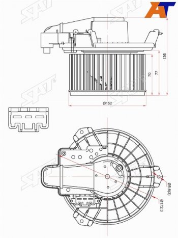 8 349 р. Мотор отопителя салона TOYOTA AURIS 06-/BLADE 06-12/COROLLA 12-/RAV4 05-18/MARK X 07-13/SAI 09-18(RH SAT ST-87103-42070, st8710342070 SAT ST-87103-42070  с доставкой в г. Пермь. Увеличить фотографию 3