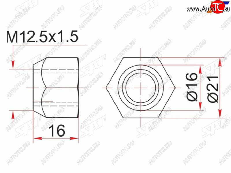 49 р. Гайка колесная открытая конус TOYOTAMAZDAMITSUBISHIKIAHYUNDAIVOLVOGEELY COOLRAY (SX11) 19- SAT ST-90049-11036  с доставкой в г. Пермь