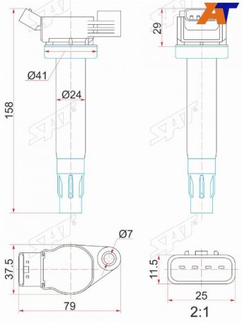 1 399 р. Катушка зажигания TOYOTA KLUGERHIGLANDER MCU2#RX300330350 MCU3# 03- 3MZ-FE SAT ST-90919-02246  с доставкой в г. Пермь. Увеличить фотографию 1
