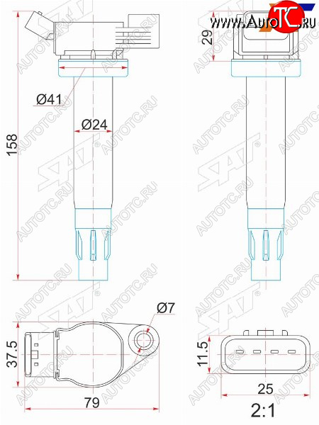 1 399 р. Катушка зажигания TOYOTA KLUGERHIGLANDER MCU2#RX300330350 MCU3# 03- 3MZ-FE SAT ST-90919-02246  с доставкой в г. Пермь