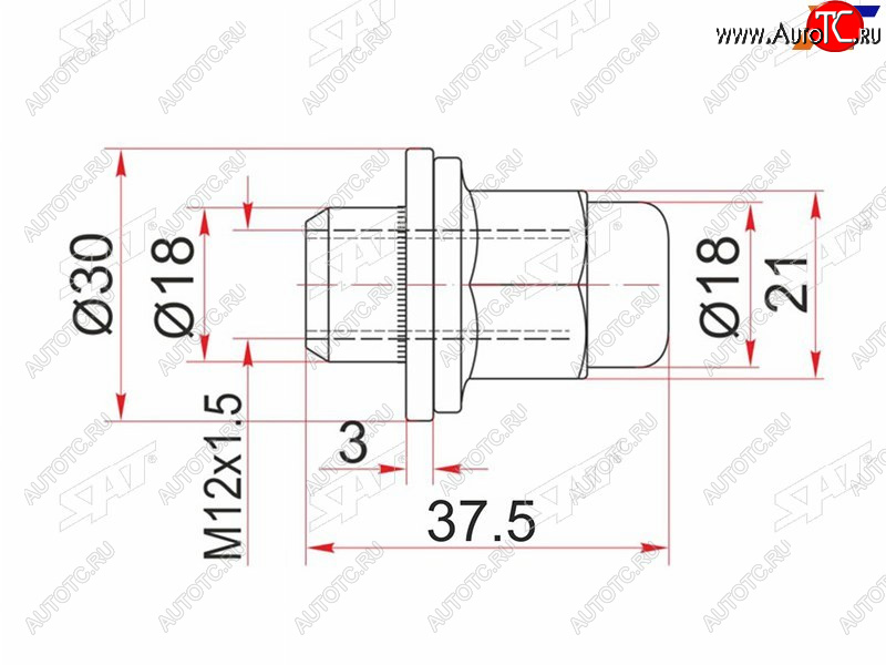 160 р. Гайка колесная закрытая чёрная TOYOTA HILUXLAND CRUISER PRADOTACOMAWILL VS SAT ST-90942-01077  с доставкой в г. Пермь