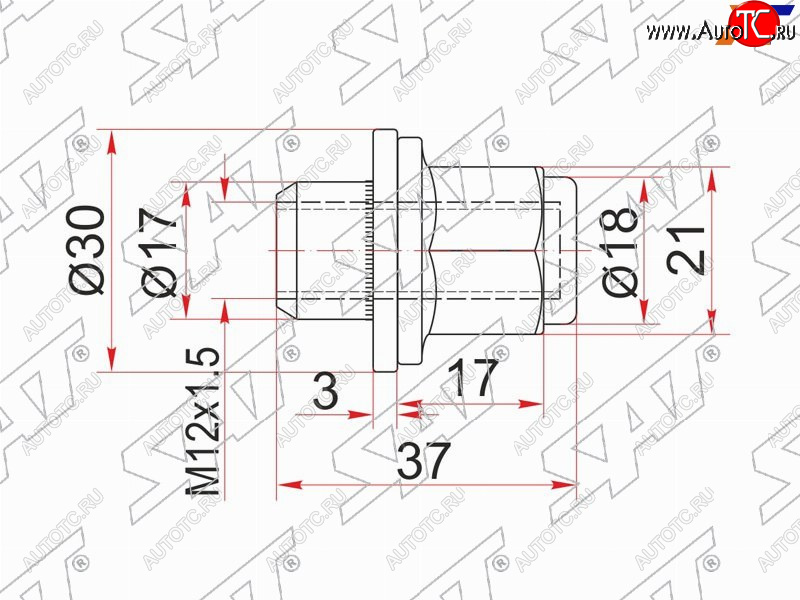 239 р. Гайка колесная хром закрытая HYUNDAIKIALEXUSMITSUBISHITOYOTA SAT ST-90942-01033  с доставкой в г. Пермь