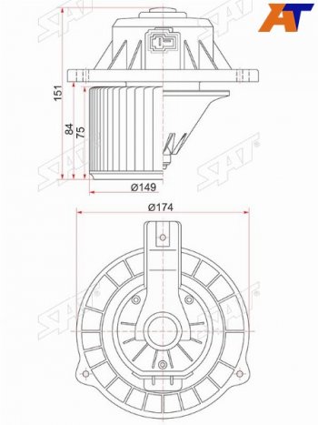 3 499 р. Мотор отопителя салона Hyundai Solaris 10-17  Kia Rio 11-17  Hyundai Accent 11-17 SAT ST-97111-4L000  с доставкой в г. Пермь. Увеличить фотографию 1