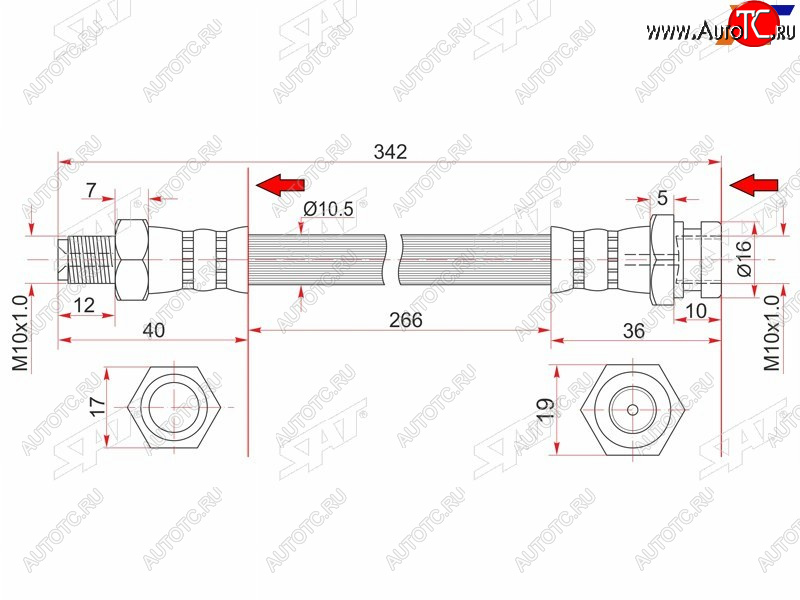 899 р. Шланг тормозной передний (Таиланд) RH SAT Mitsubishi Fuso Canter (2000-2007)  с доставкой в г. Пермь