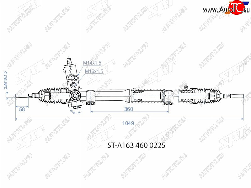 30 599 р. Рейка рулевая M14х1,5.16х1,5 SAT Mercedes-Benz ML class W163 рестайлинг (2001-2005)  с доставкой в г. Пермь