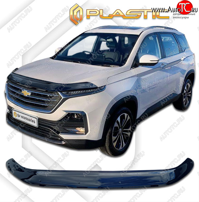 2 399 р. Дефлектор капота (ОАЭ) CA-Plastic Exclusive  Chevrolet Captiva  CN202S (2018-2025) дорестайлинг (classic черный, без надписи)  с доставкой в г. Пермь