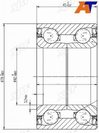 1 299 р. Подшипник передней ступицы FORD ESCAPEMAVERICKMAZDA TRIBUTE 00- SAT ST-EC01-33-048  с доставкой в г. Пермь. Увеличить фотографию 2