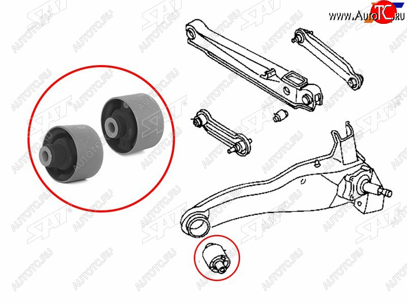 589 р. Сайлентблок Mitsubishi Lancer 95-01  Outlander 02-09  Airtrek 01-05  Carisma 95-05  Volvo S40 95 SAT ST-MB809262  с доставкой в г. Пермь