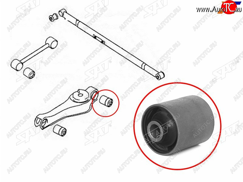 599 р. Сайлентблок Mitsubishi Delica 94-07  Pajero 91-06  Hyundai H1 97-07  Starex 97-07 SAT ST-MB-951814  с доставкой в г. Пермь