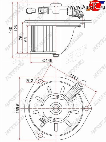4 199 р. Мотор отопителя салона Hino Dutro 02-11  Mitsubishi Fuso Canter FE5 93-02  Fuso Canter FE6 93-02  SAT ST-MC140941  с доставкой в г. Пермь