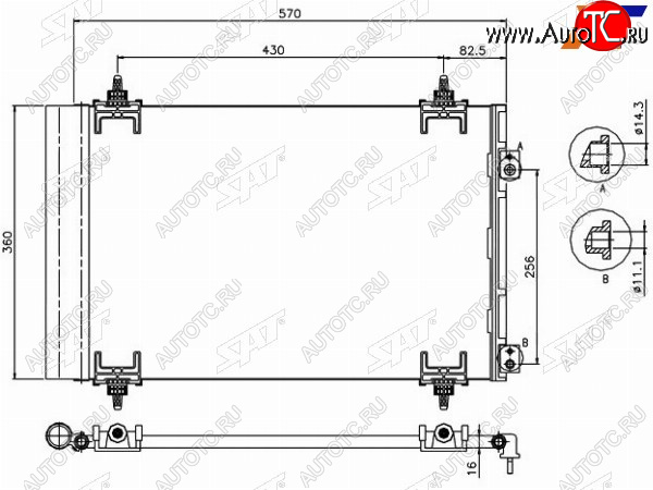 3 899 р. Радиатор кондиционера Citroen Berlingo 08-22  C4 04-11  C4 Picasso 07-14  Peugeot 308 07-15  Cit SAT ST-PG38-394-0  с доставкой в г. Пермь