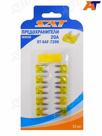 51 р. Предохранитель мини 20А (10 штук) SAT ST-SAF-7200  с доставкой в г. Пермь. Увеличить фотографию 1