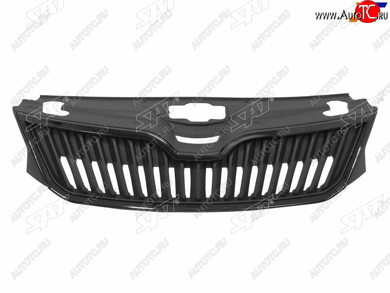 2 579 р. Решетка радиатора SAT  Skoda Rapid ( NH3,  NH1) (2012-2020) дорестайлинг лифтбэк, хэтчбэк дорестайлинг, хэтчбэк рестайлинг, рестайлинг лифтбэк (хром черный)  с доставкой в г. Пермь