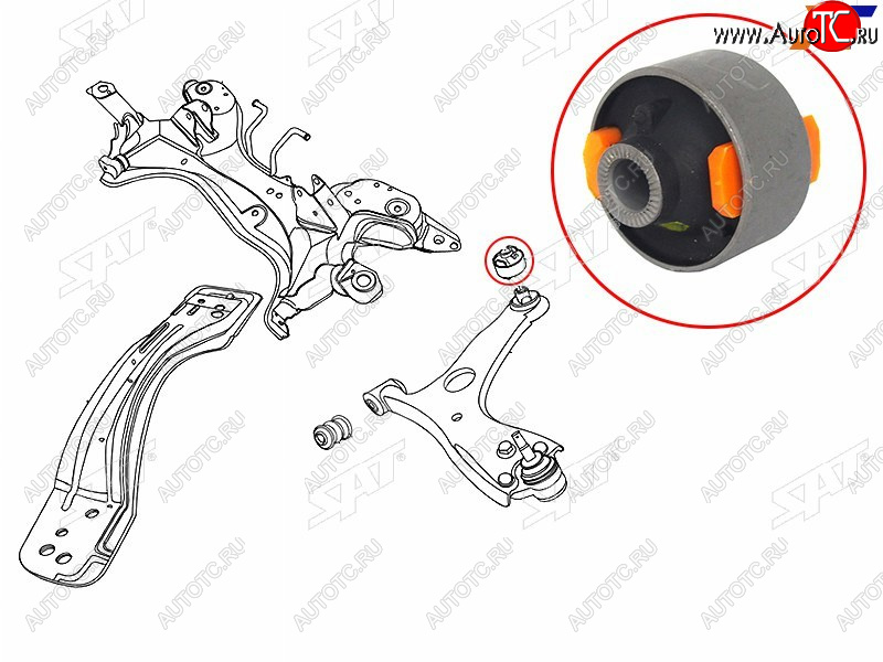 819 р. Сайлентблок Chery Tiggo T11 05-16  Mitsubishi ASX 10-20  Lancer 02-17  Outlander 02-22  Toyota A SAT ST-T11-2909080  с доставкой в г. Пермь