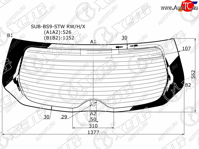 13 749 р. Стекло заднее (Цвет зеленый Обогрев Антенна 5D WGN) Subaru Legacy 15-19  Outback 14-21 XYG SUB-BS9-STW RW/H/X  с доставкой в г. Пермь