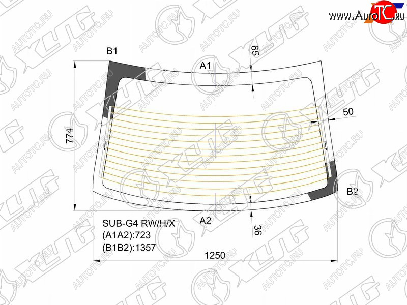 6 649 р. Стекло заднее (Цвет зеленый Обогрев) Subaru Impreza 11-16  Impreza WRX 14-21  Impreza WRX STI 14- XYG SUB-G4 RW/H/X  с доставкой в г. Пермь