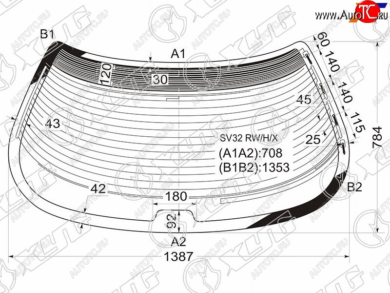 7 249 р. Стекло заднее с обогревом TOYOTA VISTACAMRY HARDTOP 90-94                                           XYG SV32 RW/H/X  с доставкой в г. Пермь