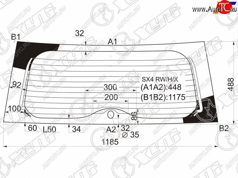 6 599 р. Стекло заднее (Цвет зеленый Обогрев 5D HBK) Suzuki SX4 06-16  Fiat Sedici 06-11 XYG SX4 RW/H/X  с доставкой в г. Пермь