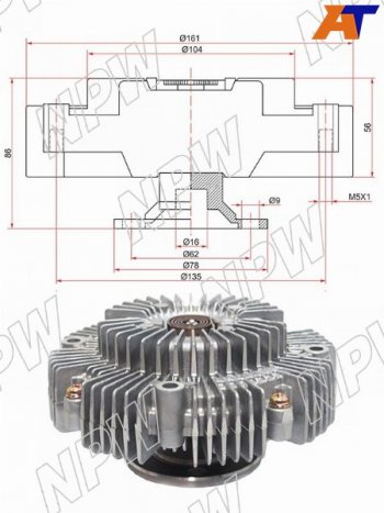 7 549 р. Вискомуфта TOYOTA HILUX 15- 2TR NPW T-163F  с доставкой в г. Пермь. Увеличить фотографию 2