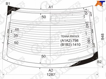 9 749 р. Стекло заднее (Цвет зеленый Обогрев Антенна) Nissan Teana 03-08 XYG TEANA RW/H/X  с доставкой в г. Пермь. Увеличить фотографию 1
