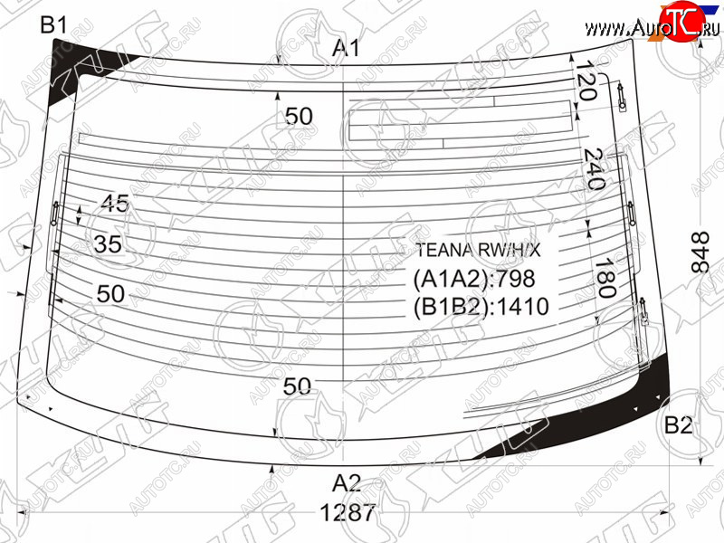 9 749 р. Стекло заднее (Цвет зеленый Обогрев Антенна) Nissan Teana 03-08 XYG TEANA RW/H/X  с доставкой в г. Пермь