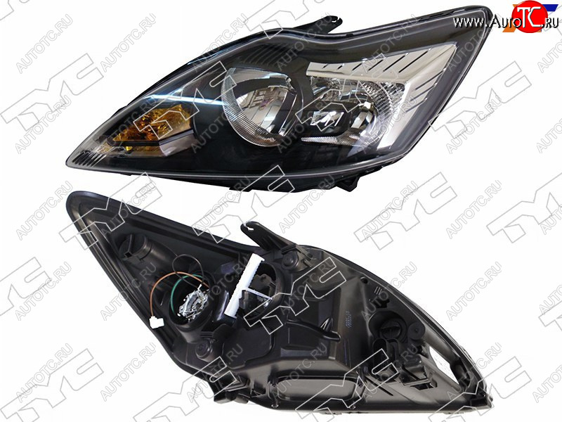 5 599 р. Фара левая (с электрокорректором, черная) TYC Ford Focus 2 универсал рестайлинг (2007-2011)  с доставкой в г. Пермь