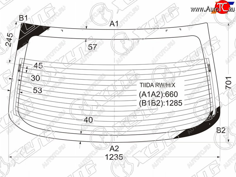 9 599 р. Стекло заднее (Цвет зеленый Обогрев 4D SED) Nissan Tiida 04-14  Tiida Latio 04-12  Versa 06-12 XYG TIIDA RW/H/X  с доставкой в г. Пермь