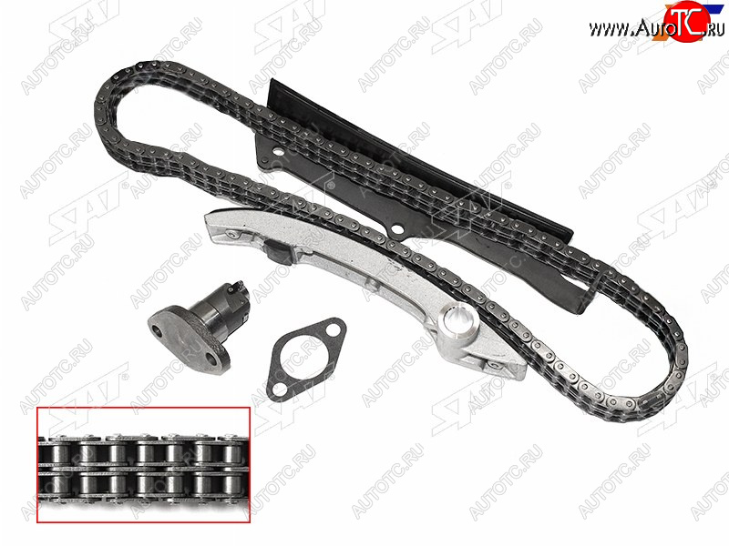 5 849 р. Комплект цепи ГРМ MITSUBISHI PAJERODELICA 4M40 93- цепь двухрядная SAT TK-MB204-N  с доставкой в г. Пермь