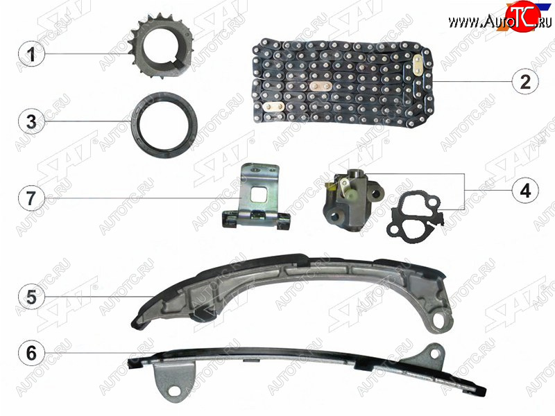 5 999 р. Комплект цепи ГРМ TOYOTA CAMRY,HIGHLANDER,VENZA 09- 1-2AR SAT TK-TY130-B  с доставкой в г. Пермь