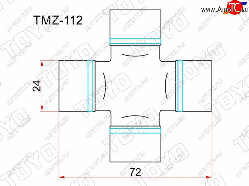 889 р. Крестовина карданного вала RR MZ BONGOFRENDEEMPVTITAN 89- без тавотницы TOYO TMZ-112  с доставкой в г. Пермь