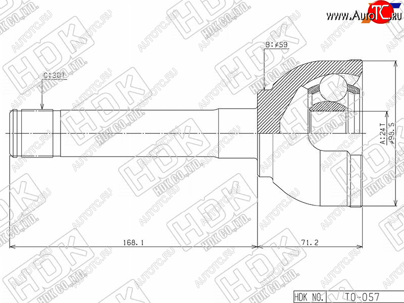5 949 р. Шрус наружный TOYOTA LAND CRUISER 80105 90-94- короткий HDK TO-057  с доставкой в г. Пермь