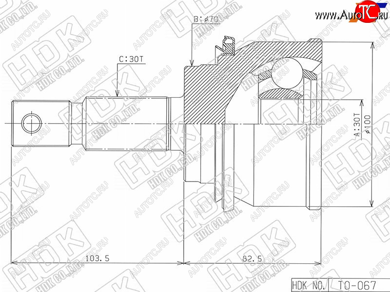 6 199 р. Шрус наружный FR TOYOTA LAND CRUISER PRADO 120150 02-LEXUS GX470 02-09GX460 10-- HDK TO-067  с доставкой в г. Пермь