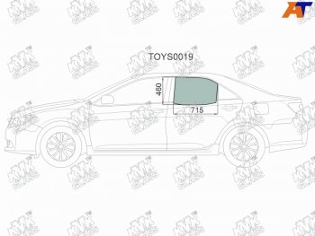 2 599 р. Стекло боковое опускное (Сзади Слева Цвет зеленый) Toyota Camry (XV50) 11-21  Camry USA 11-17     KMK TOYS0019  с доставкой в г. Пермь. Увеличить фотографию 1