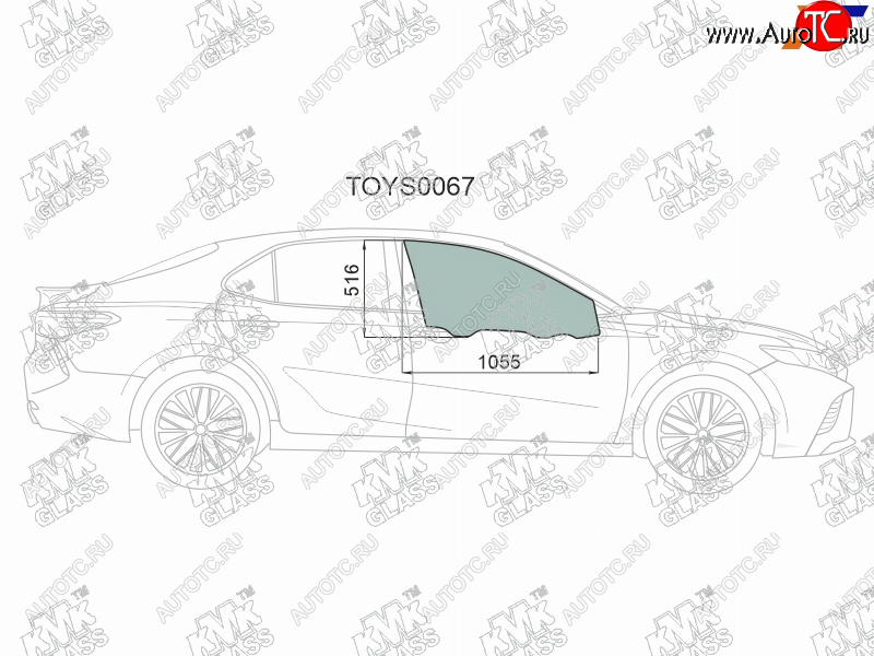 3 199 р. Стекло боковое опускное (Спереди Справа Цвет зеленый) Toyota Camry (XV70) 17-21  Camry UAEUSA 17 KMK TOYS0067  с доставкой в г. Пермь
