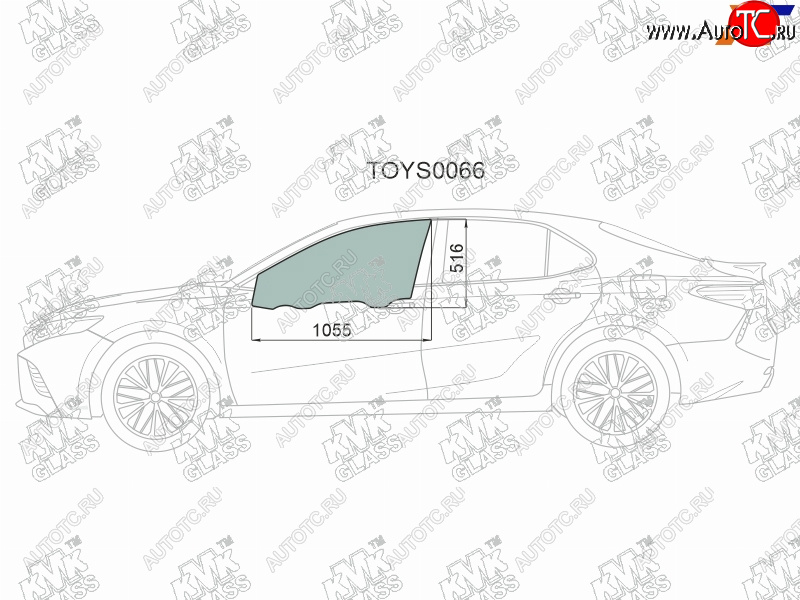 3 199 р. Стекло боковое опускное (Спереди Слева Цвет зеленый) Toyota Camry (XV70) 17-21  Camry UAEUSA 17- KMK TOYS0066  с доставкой в г. Пермь