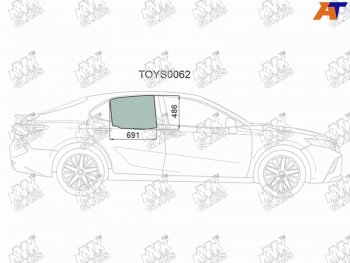 2 499 р. Стекло боковое опускное (Сзади Справа Цвет зеленый) Toyota Camry (XV70) 17-21  Camry UAEUSA 17-2 KMK TOYS0062  с доставкой в г. Пермь. Увеличить фотографию 1